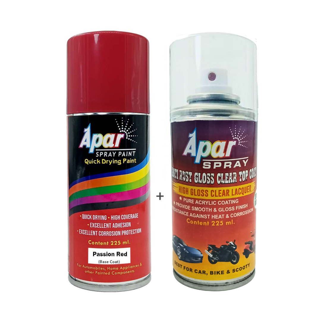 APAR Automotive Spray Paint Passion Red (RC Colour Name) +GC Compatible for Hyundai Cars -225 ml (Pack of 2-Pcs)