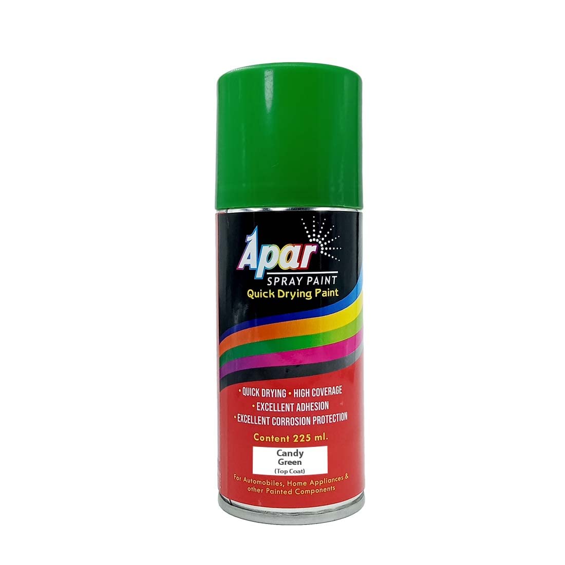 APAR Spray Paint Can CANDY GREEN-225 ML (Pack of 1-pcs), For Bicycle, Bike, Cars, Home, Wood, Metal, Furnitures, Art and craft Painting