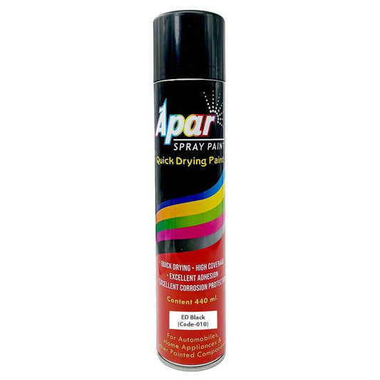 APAR Spray Paint High Performance ED Black (Code-010) - 440 ml, CED Coatings Part etc.