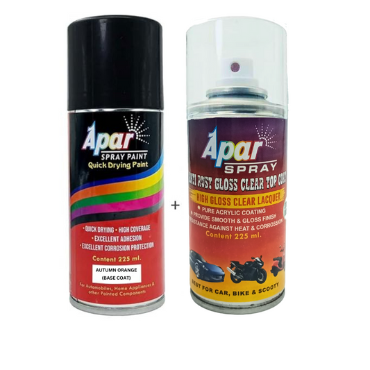 APAR Automotive Spray Paint Autumn Orange (RC Colour Name) + GC Compatible for Maruti Cars -225 ml (Pack of 2-Pcs)