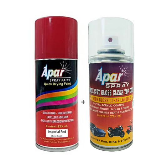 APAR Automotive Spray Paint Imperial Red (RC Colour Name)+ GC, Compatible for Honda Activa -225 ml (Pack of 2-Pcs)