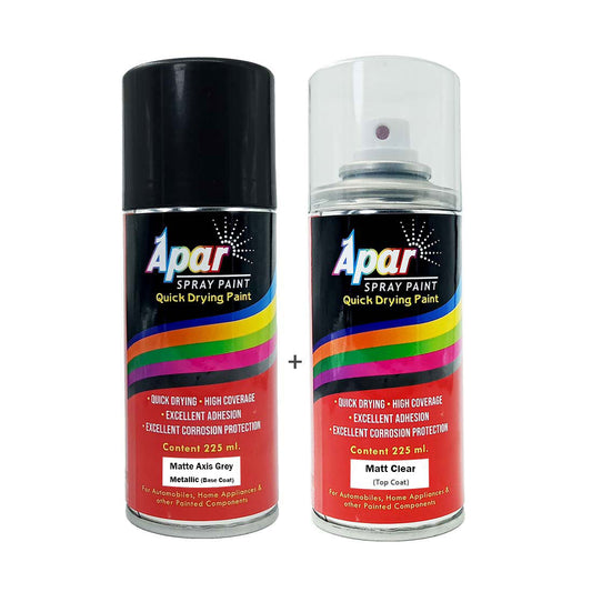 APAR Automotive Spray Paint Matte Axis Grey (RC Colour Name)+ MC Compatible for Honda Activa -225 ml (Pack of 2-Pcs)