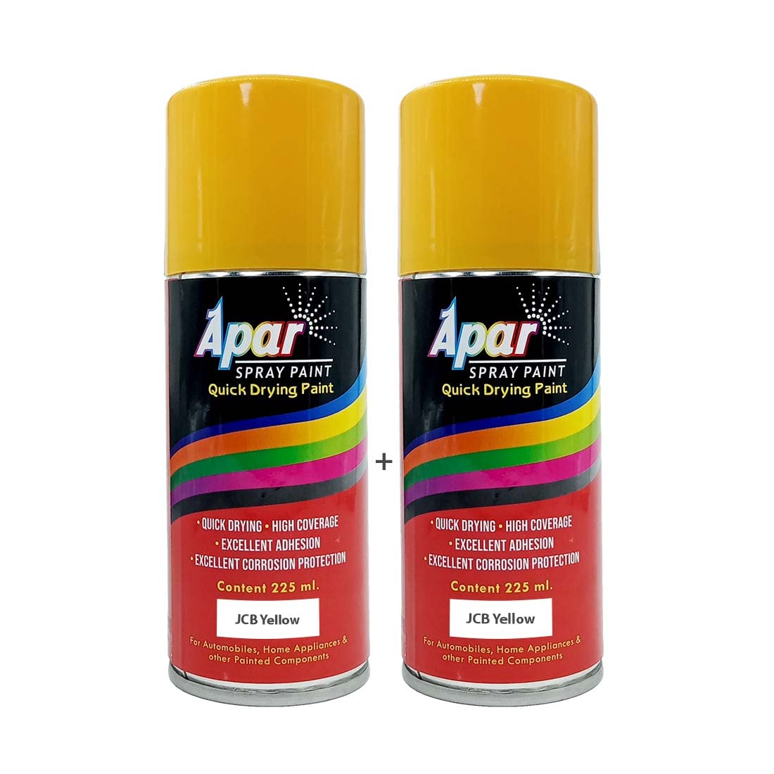 APAR Spray Paint Can JCB YELLOW-225 ml (Pack of 2-pcs), For Bike, Cars, Furnitures, art and craft Paint work