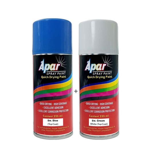 APAR Automotive Spray Paint Sw. Blue + Sw. Cream Whie Compatible for Swaraj Tractors -225 ml (Pack of 2-Pcs)