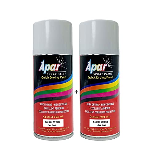 APAR Automotive Spray Paint Super White (RC Colour Name) Compatible for Toyota Cars -225 ml (Pack of 2-Pcs)