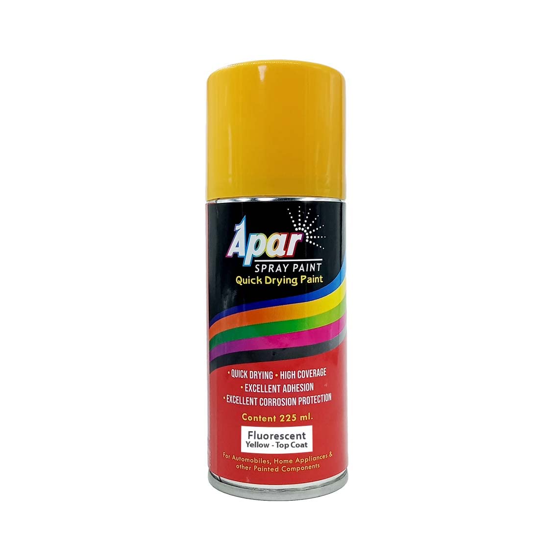 APAR Spray Paint Can FLUORESCENT YELLOW-225 ML (Pack of 1), For Bicycle, Bike, Cars, Home, Wood, Metal, Furnitures, Art and craft Painting