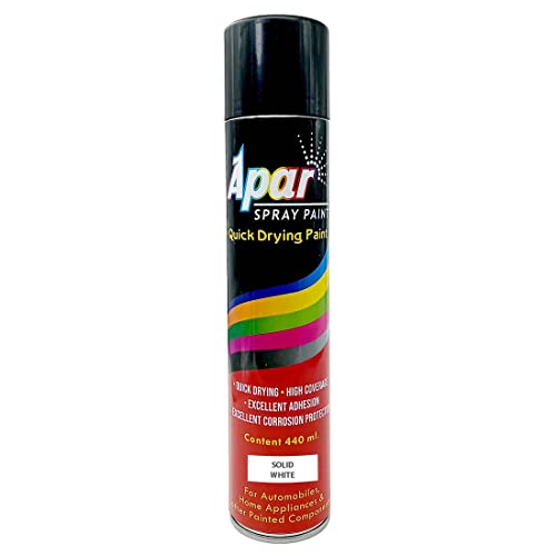 APAR Automotive solid white - 440ml Spray Paint for hyundai-polar white, maruti-S. White, Honda Taffeta white etc.