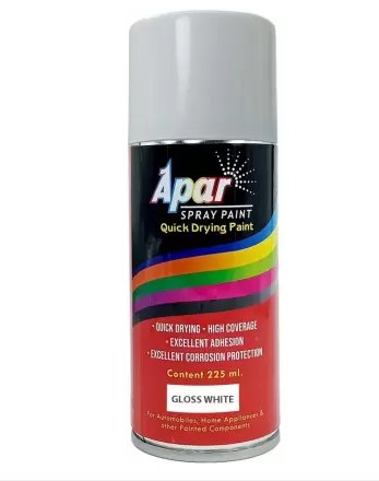 APAR Spray Paint Can GLOSS WHITE -225 ml (Pack of 1), For Bike, Cars, Furnitures, art and craft Paint work