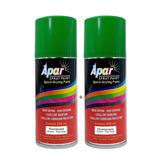 APAR Spray Paint Can FLUORESCENT GREEN-225 ML (Pack of 2-pcs), For Bicycle, Bike, Cars, Home, Wood, Metal, Furnitures, Art and craft Painting