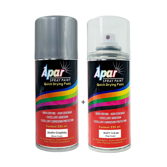 APAR Automotive Spray Paint Matt Graphite (RC Colour Name) + MC Compatible for Kia Cars -225 ml (Pack of 2-Pcs)