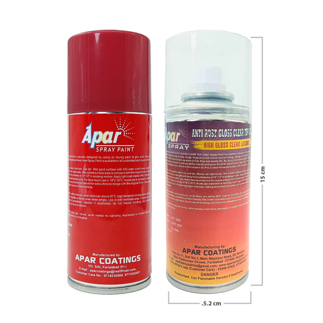 APAR Automotive Spray Paint Passion Red (RC Colour Name) +GC Compatible for Hyundai Cars -225 ml (Pack of 2-Pcs)