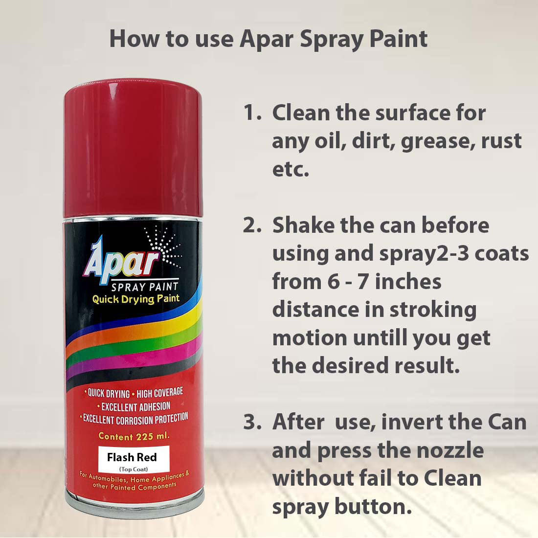 APAR Spray Paint Flash Red (RC Colour Name) Compatible for Skoda Kamiq, Fabia and Rapid Cars -225 ml (Pack of 1-Pcs)