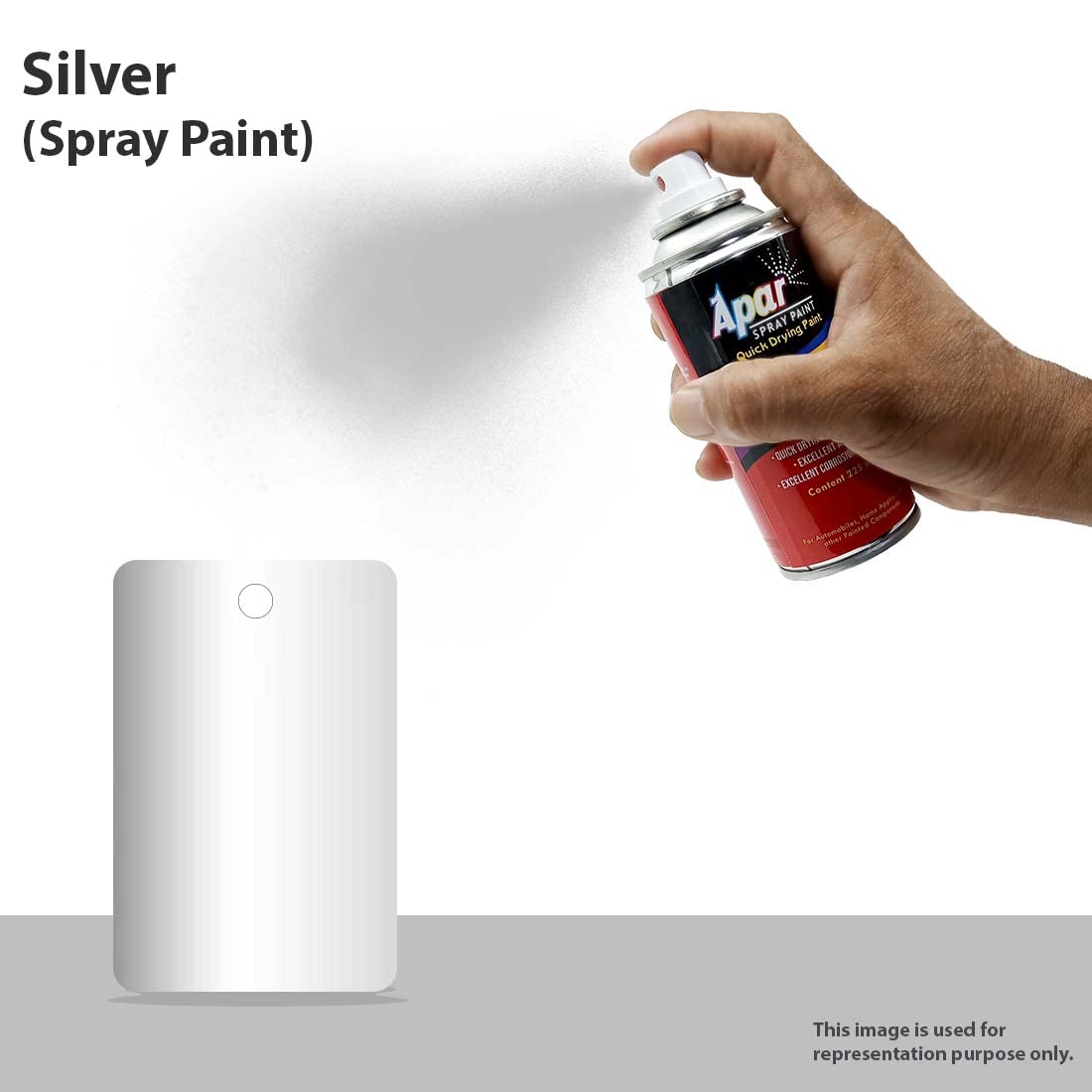 APAR Spray Paint Can SILVER-225 ml (Pack of 1), For Bike, Cars, Furnitures, art and craft Paint work