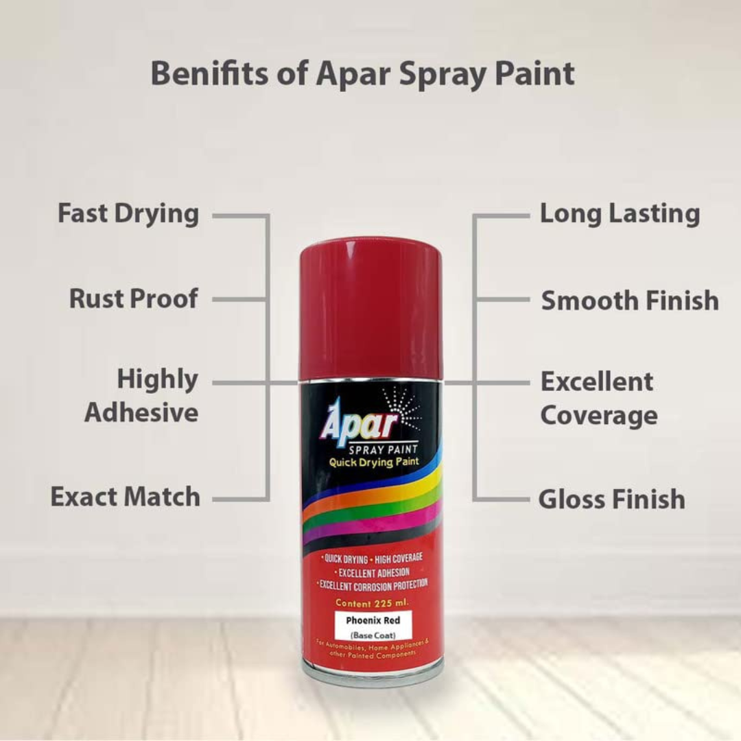 APAR Automotive Spray Paint Phoenix Red (RC Colour Name) + GC Compatible for Maruti Baleno,Dzire-225 ml (Pack of 2-Pcs)