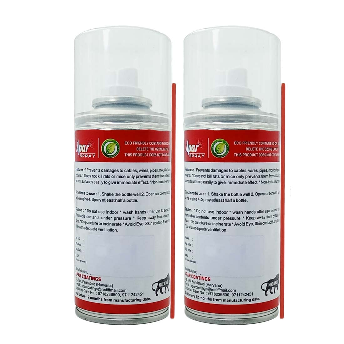 APAR Spray Rat Repellent For Car -150 ML. (Pack of 2 Pcs)�