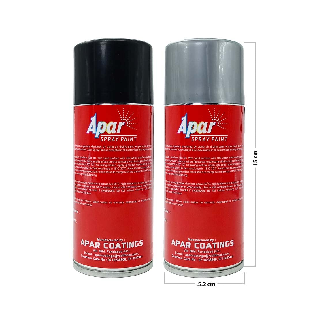 APAR Spray Paint Heat Resistance 600°C (MATT BLACK-225 ml, and SILVER -225 ml),Pack of 2-Pcs, For High Heat Surface Like silencer, boiler,chimneys etc.