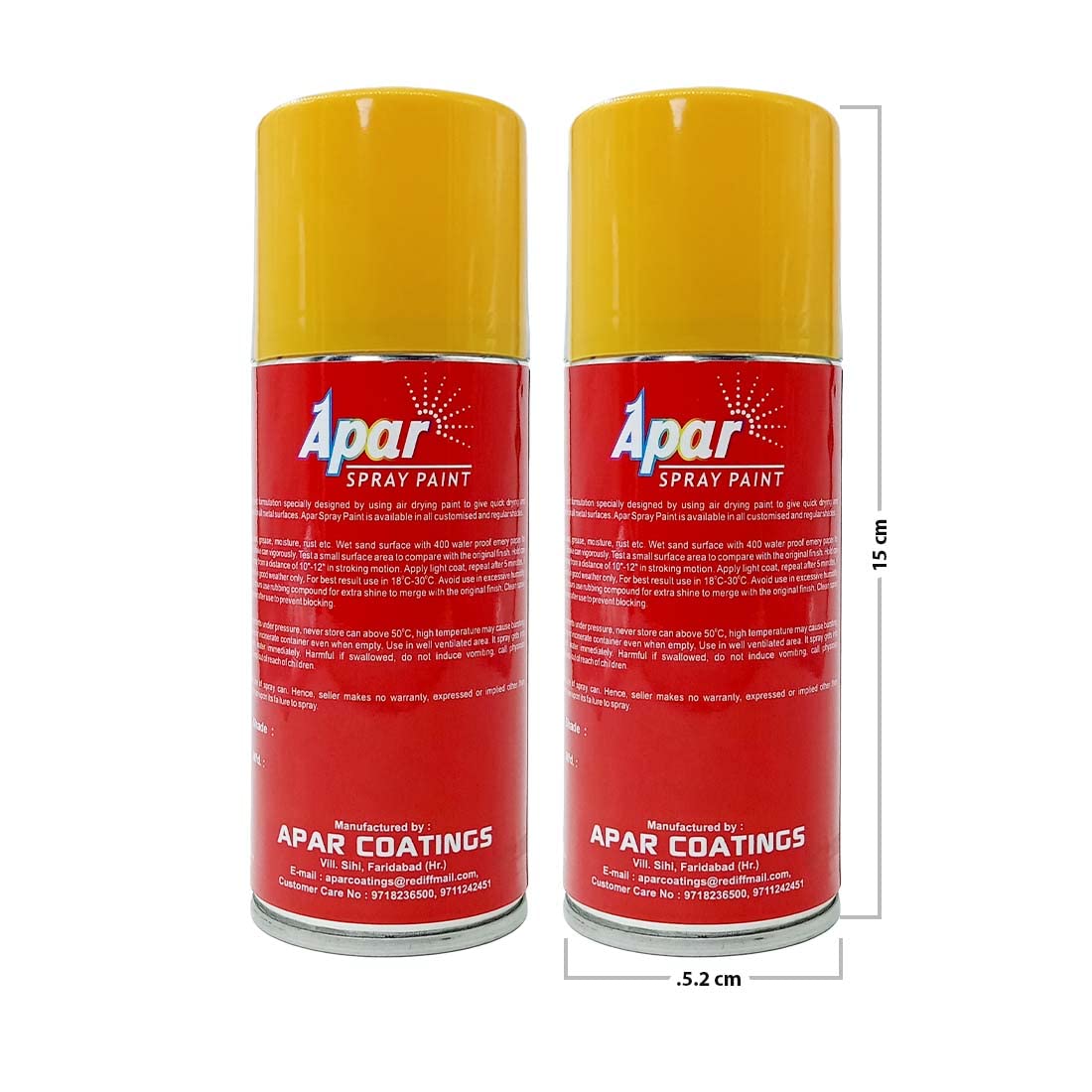 APAR Spray Paint Can JCB YELLOW-225 ml (Pack of 2-pcs), For Bike, Cars, Furnitures, art and craft Paint work