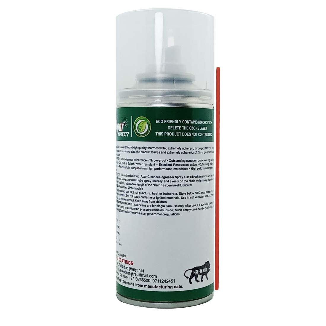 Apar Spray Chain Lubricant 150 ml.(Pack of 1 pcs) II Chain lube for All Motorcycle and Chain Driven Machines