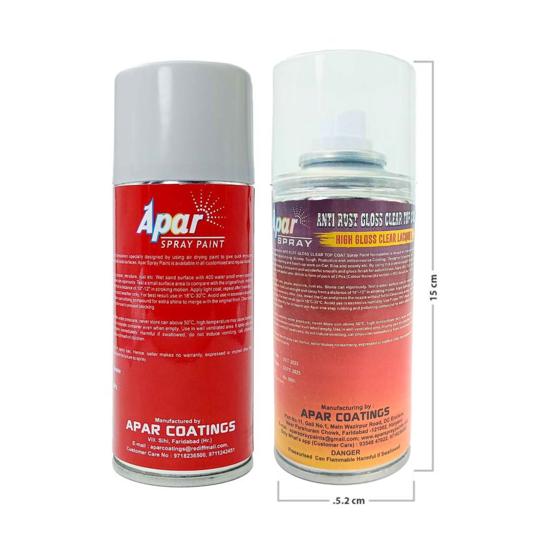 APAR Automotive Spray Paint Moon White (RC Colour Name) + GC, Compatible for Skoda Superb, Kamiq and Kodiaq Cars -225 ml (Pack of 2-Pcs)