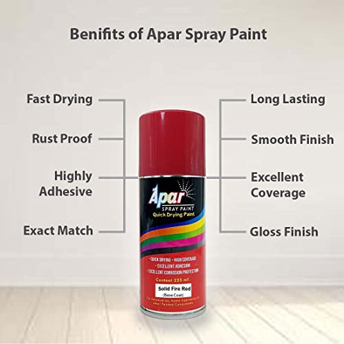 APAR Automotive Spray Paint Solid Fire Red (RC Colour Name) Compatible for Maruti Cars -225 ml (Pack of 1-Pcs)