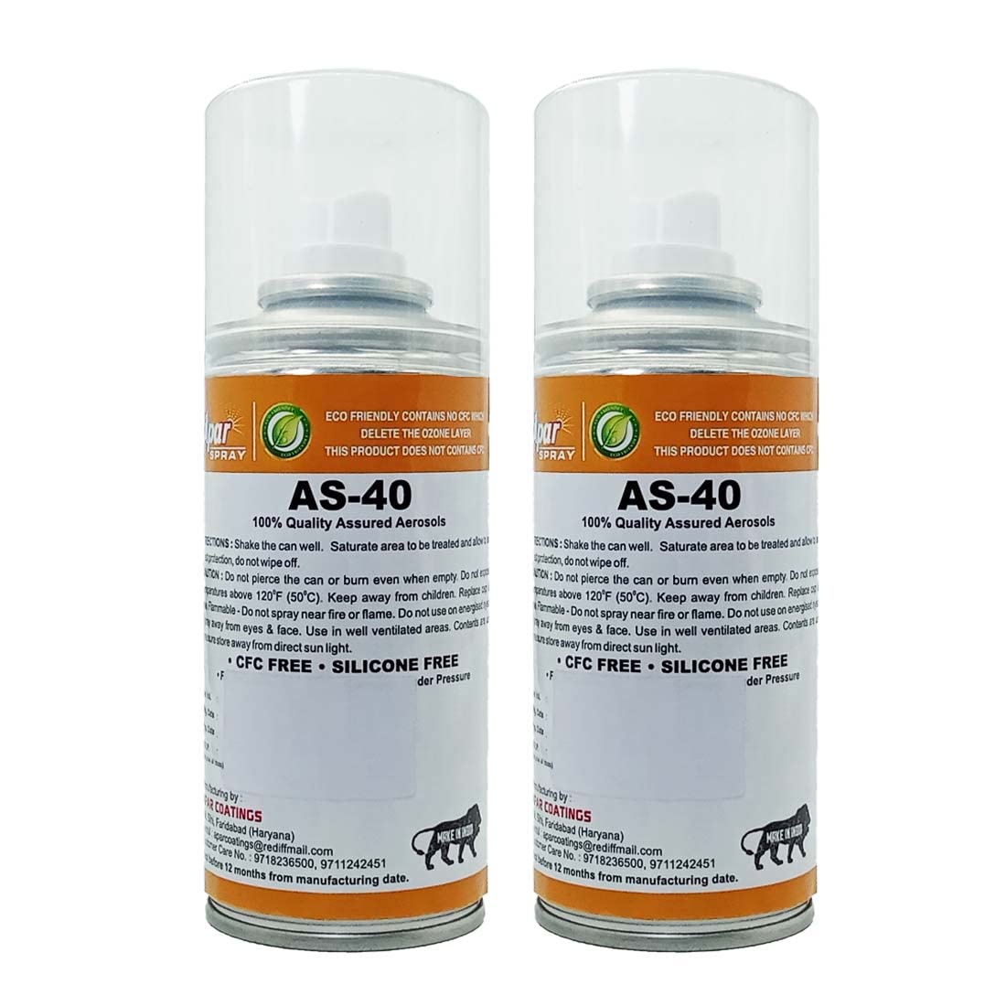 Apar Spray AS-40 Rust Remover and Penetrating Oil - 150 ml (Pack of 2-Pcs), //Maintenance Lubricant, rust and stain remover.