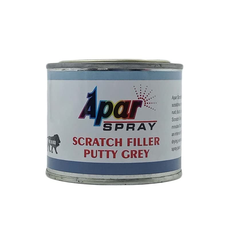 APAR Scratch filler putty Grey 200 gms 1 putty knife and 320 Grit sandpaper to Fill scratches and dent on car bike