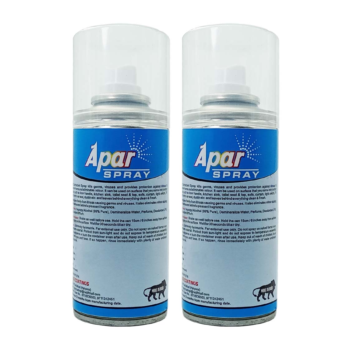 Apar Spray Multi Surface Disinfectant - 200 ml (Pack of 2 Pcs), For Hard and Soft surface cleaner