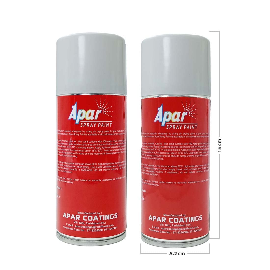 APAR Spray paint Primer Surfacer White -225 ml Pack of 2-Pcs, For Car, Bike, Scooty, Cycle, Wood, Plastics and Metal Items, Furnitures and industrial parts