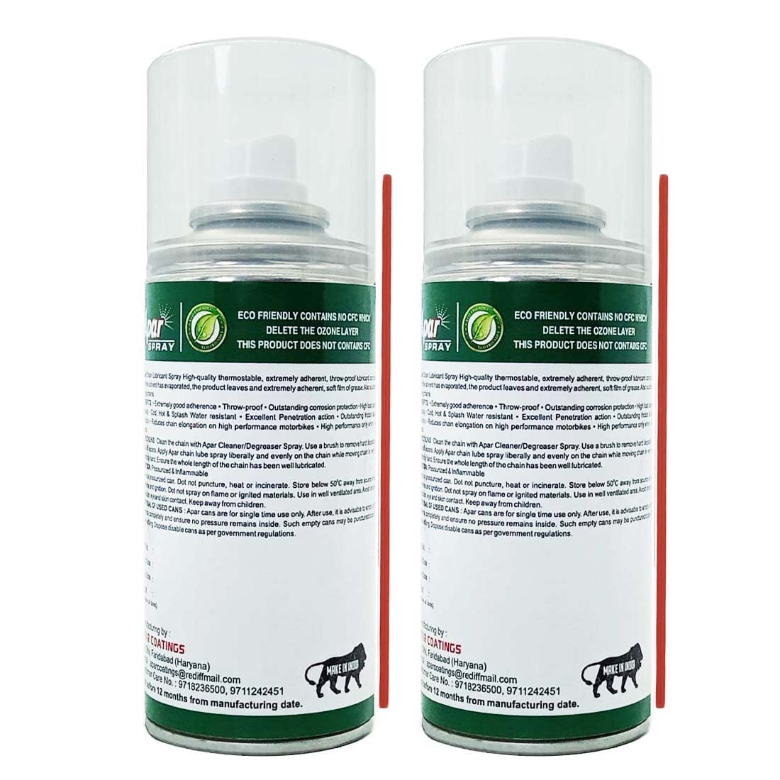 APAR Spray Chain Lubricant 150 ml.(Pack of 2 pcs) II Chain lube for all motorcycle and chain driven machines