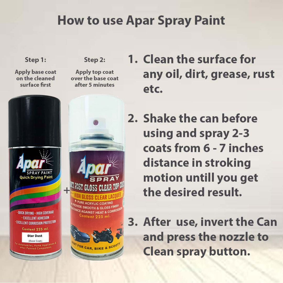 APAR Automotive Spray Paint Star Dust (RC Colour Name) + GC Compatible for Hyundai Cars -225 ml (Pack of 2-Pcs)