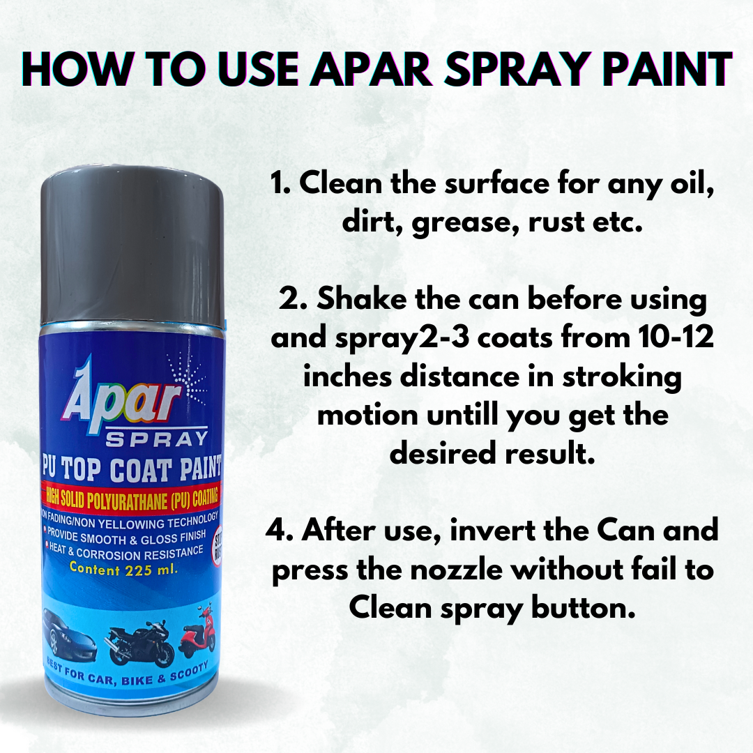 APAR PU Spray Paint Matte Axis Grey Metallic (RC Colour Name) Compatible for Honda Activa -225 ml (Pack of 1-Pcs)