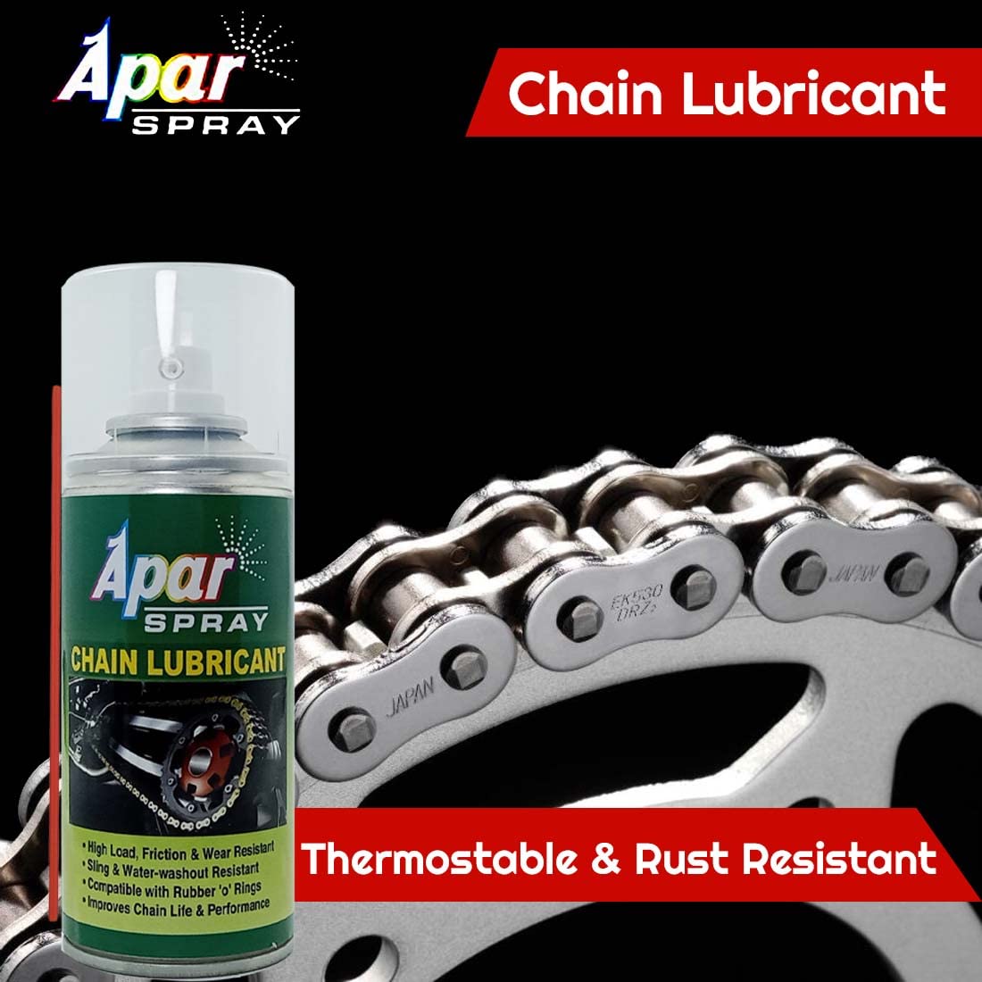 Apar Spray Chain Lubricant 150 ml.(Pack of 1 pcs) II Chain lube for All Motorcycle and Chain Driven Machines