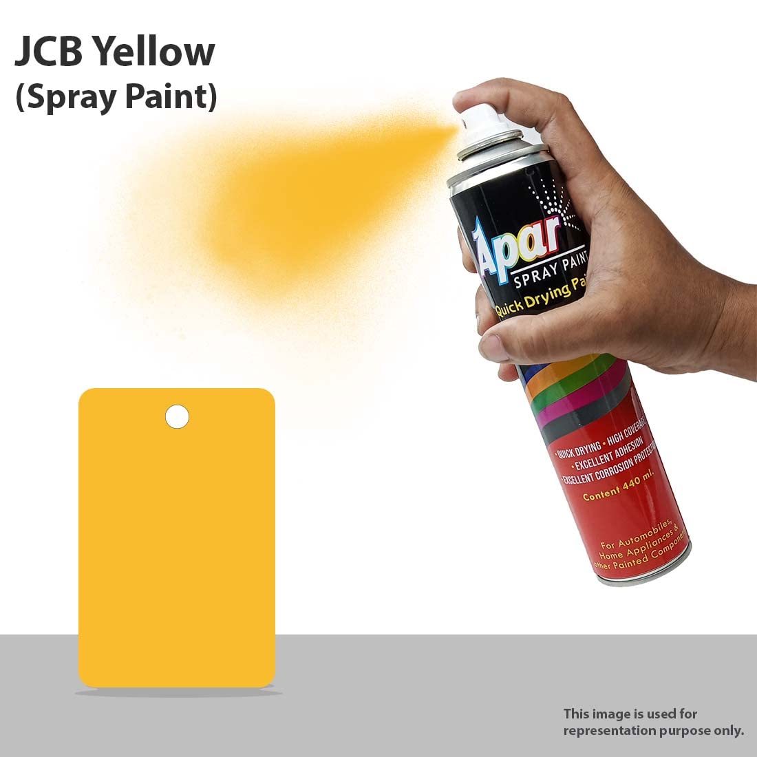 APAR Spray Paint Can JCB YELLOW - 440 ml, For JCB Cranes, Industrial Powder coatings, Liquid paintings, Electrical Panels etc.