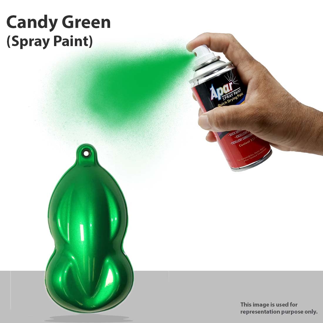 APAR Spray Paint Can CANDY GREEN-225 ML (Pack of 1-pcs), For Bicycle, Bike, Cars, Home, Wood, Metal, Furnitures, Art and craft Painting