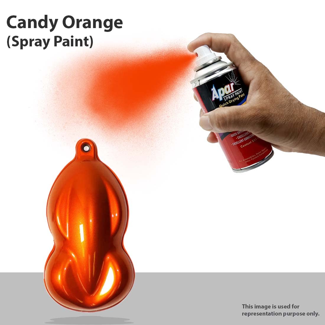 APAR Spray Paint Can CANDY ORANGE-225 ML (Pack of 1), For Bicycle, Bike, Cars, Home, Wood, Metal, Furnitures, Art and craft Painting