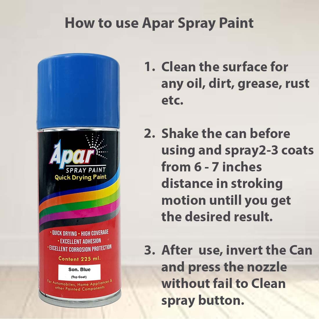 APAR Automotive Spray Paint Son. Blue Compatible for Sonalika Tractors -225 ml (Pack of 1-Pcs)