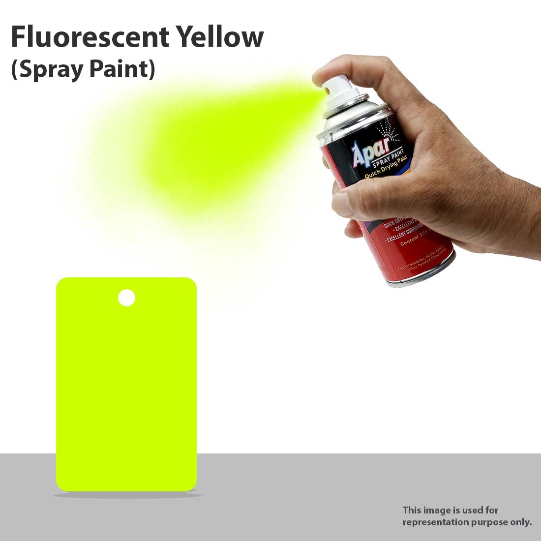 APAR Spray Paint Can FLUORESCENT YELLOW-225 ML (Pack of 1), For Bicycle, Bike, Cars, Home, Wood, Metal, Furnitures, Art and craft Painting