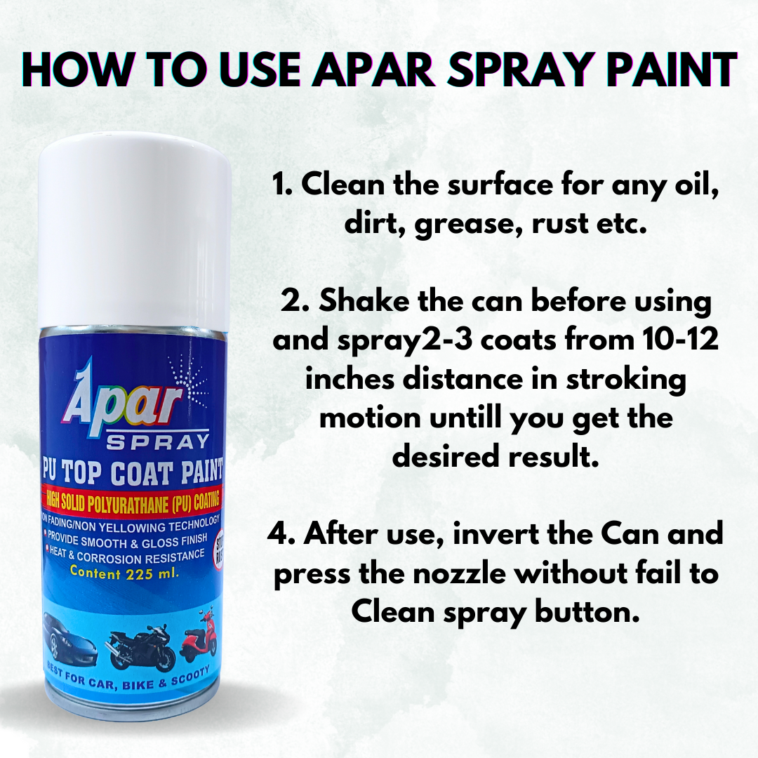 APAR PU Spray Paint Atlas White (RC Colour Name) Compatible for Hyundai I20, Venue and Verna-225 ml (Pack of 1-Pcs)