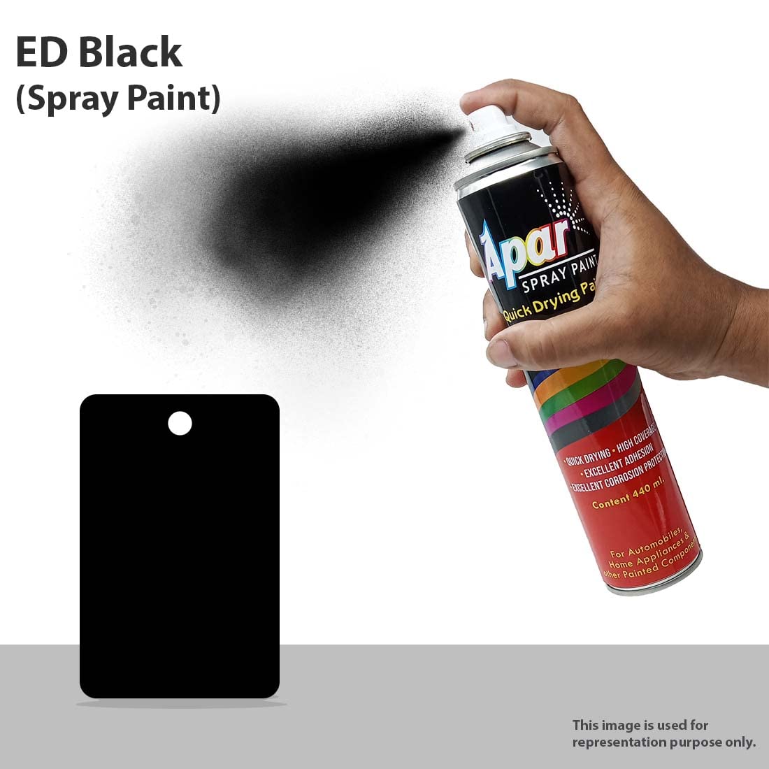 APAR Spray Paint High Performance ED Black (Code-010) - 440 ml, CED Coatings Part etc.