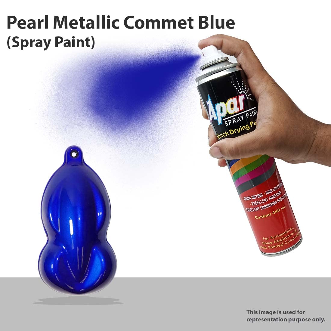 APAR Spray Paint Can Pearl Metallic COMET BLUE - 440 ml, For Electric Rickshaw, Bike, Cars, Home, Wood, Metal, Furnitures, Art and craft Painting