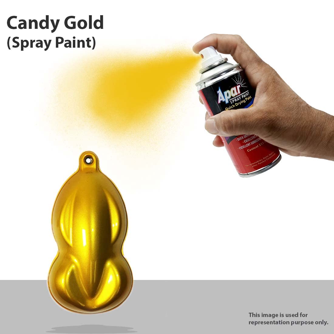 APAR Spray Paint Can CANDY GOLD-225 ML(Pack of 1-pcs), For Bicycle, Bike, Cars, Home, Wood, Metal, Furnitures, Art and craft Painting