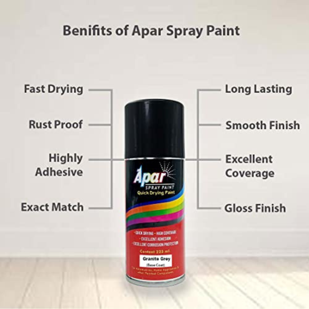 APAR Automotive Spray Paint Granite Grey (RC Colour Name) + GC Compatible for Maruti Cars -225 ml (Pack of 2-Pcs)