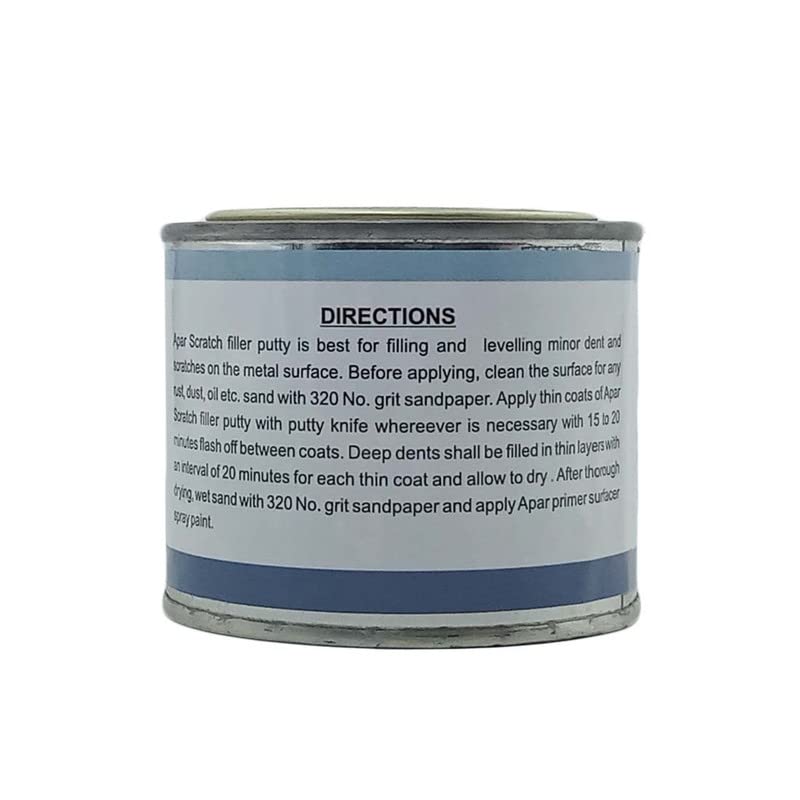 APAR Scratch filler putty Grey 200 gms 1 putty knife and 320 Grit sandpaper to Fill scratches and dent on car bike