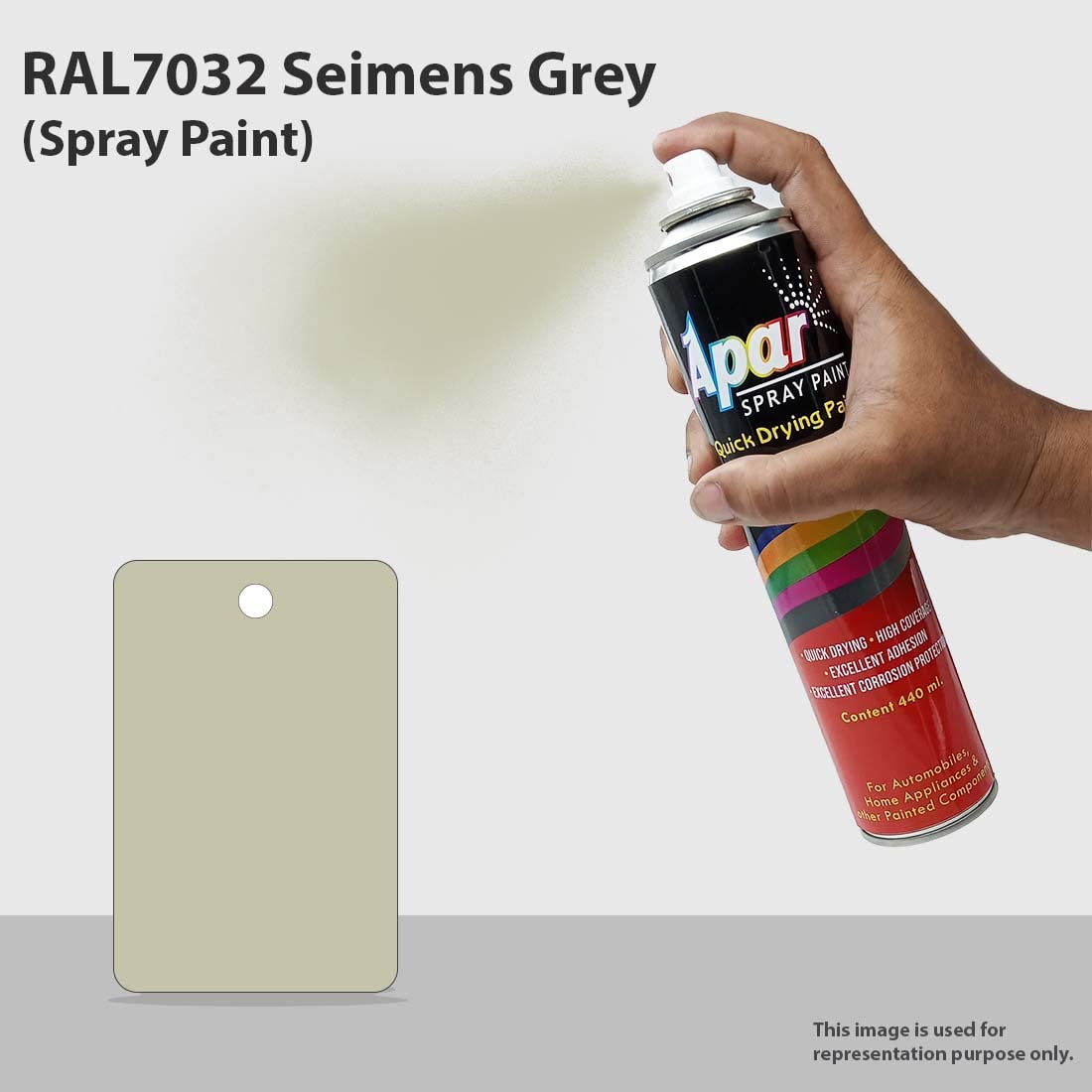 APAR Spray Paint Can RAL 7032 (Seimens Grey) - 440 ml, For Industrial Powder coatings, Liquid paintings, Electrical Panels etc.