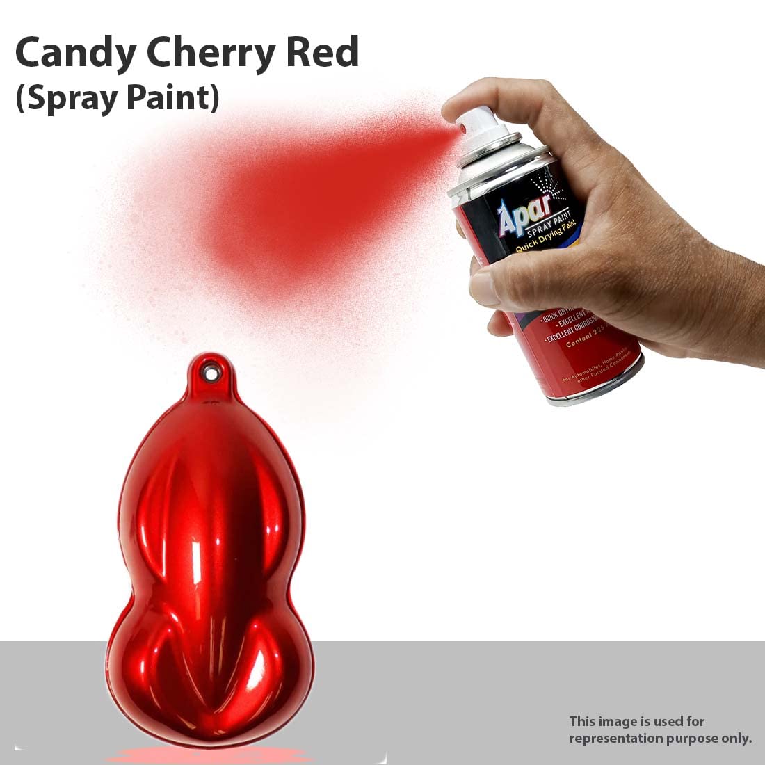 APAR Touch Up Spray Paint CANDY CHERRY RED - 225 ml (Pack of 2-pcs) For Tata-Flame Red, Hyundai-Fiery Red, Honda-Radiant red and Maruti Cars, Bikes and E-Rickshaw.