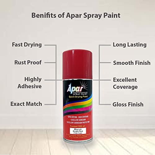 APAR Automotive Spray Paint Bright Red (RC Colour Name) Compatible for Maruti Cars -225 ml (Pack of 1-Pcs)