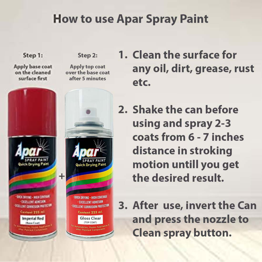 APAR Automotive Spray Paint Imperial Red (RC Colour Name)+ GC, Compatible for Honda Activa -225 ml (Pack of 2-Pcs)