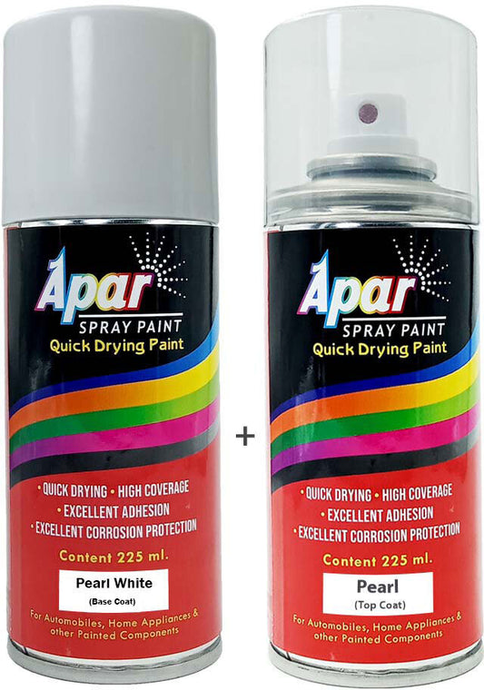 APAR Spray Paint Pearl White- Base Coat (RC Colour Name)+ PC, Mahindra Cars-225ml(pack of 2)