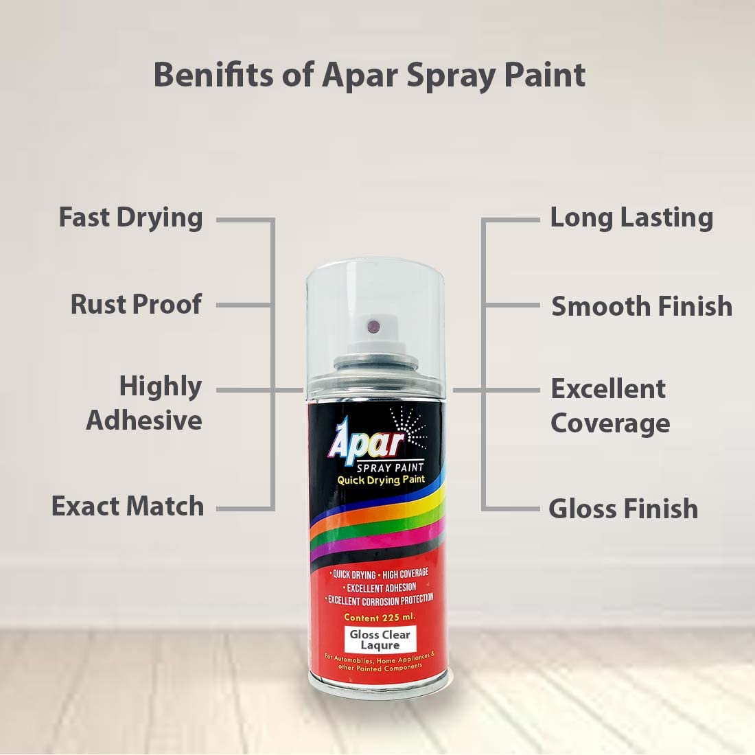 APAR Spray Paint PLASTIC PRIMER Transperent-225 ml, To promote Adhesion on multiplastic surfaces Like helmet, bumper, acrylic & fiber parts (Pack of 1)