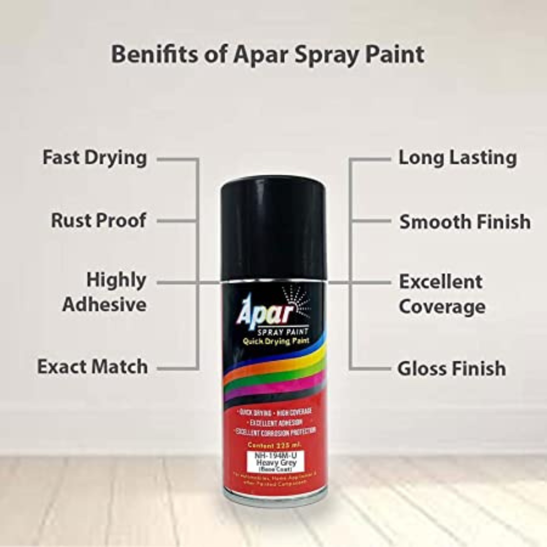 APAR Automotive Spray Paint NH-194M-U Heavy Grey (RC Colour Name)+ GC Compatible for Honda Activa -225 ml (Pack of 2-Pcs)